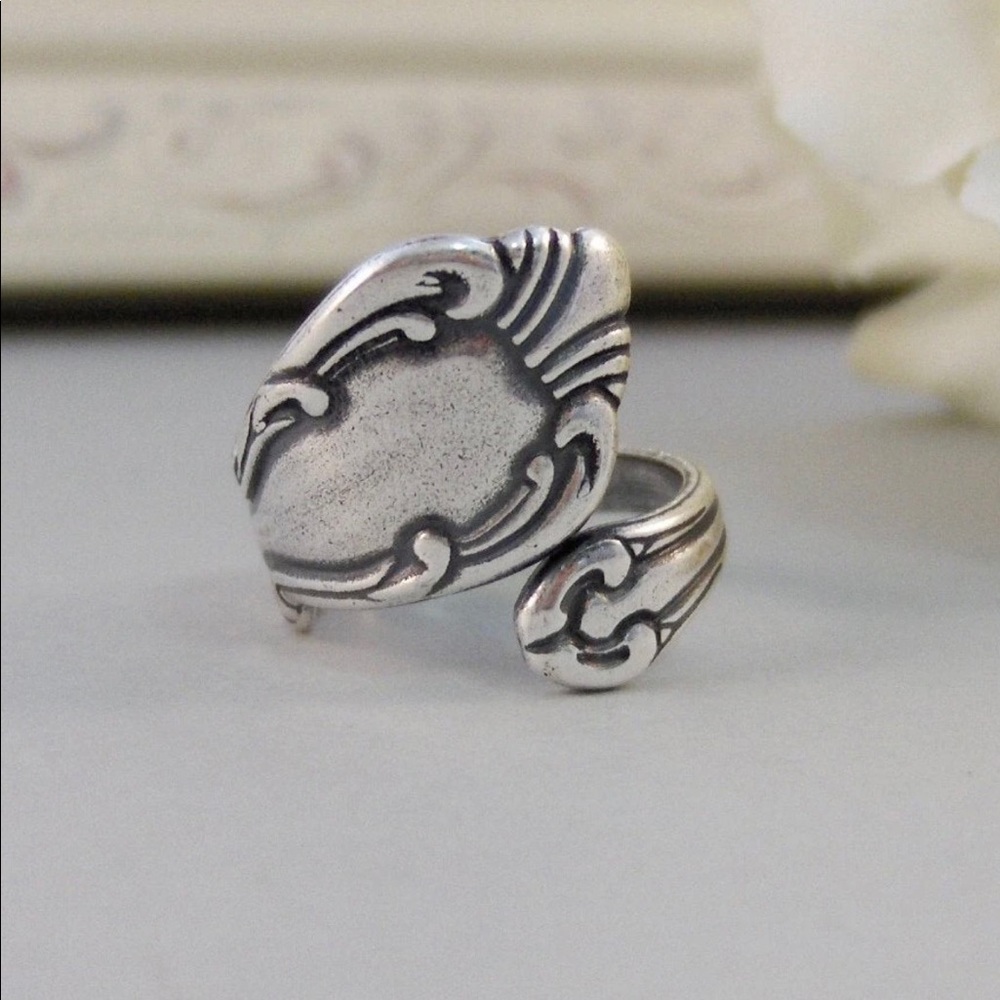 Ring Spoon Antique Silver Ring Finger Spoon Ring